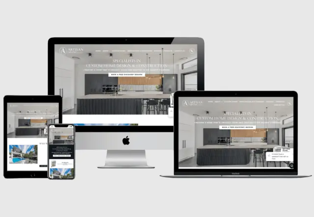Rapid Building Group website shown on desktop, laptop, tablet and phone
